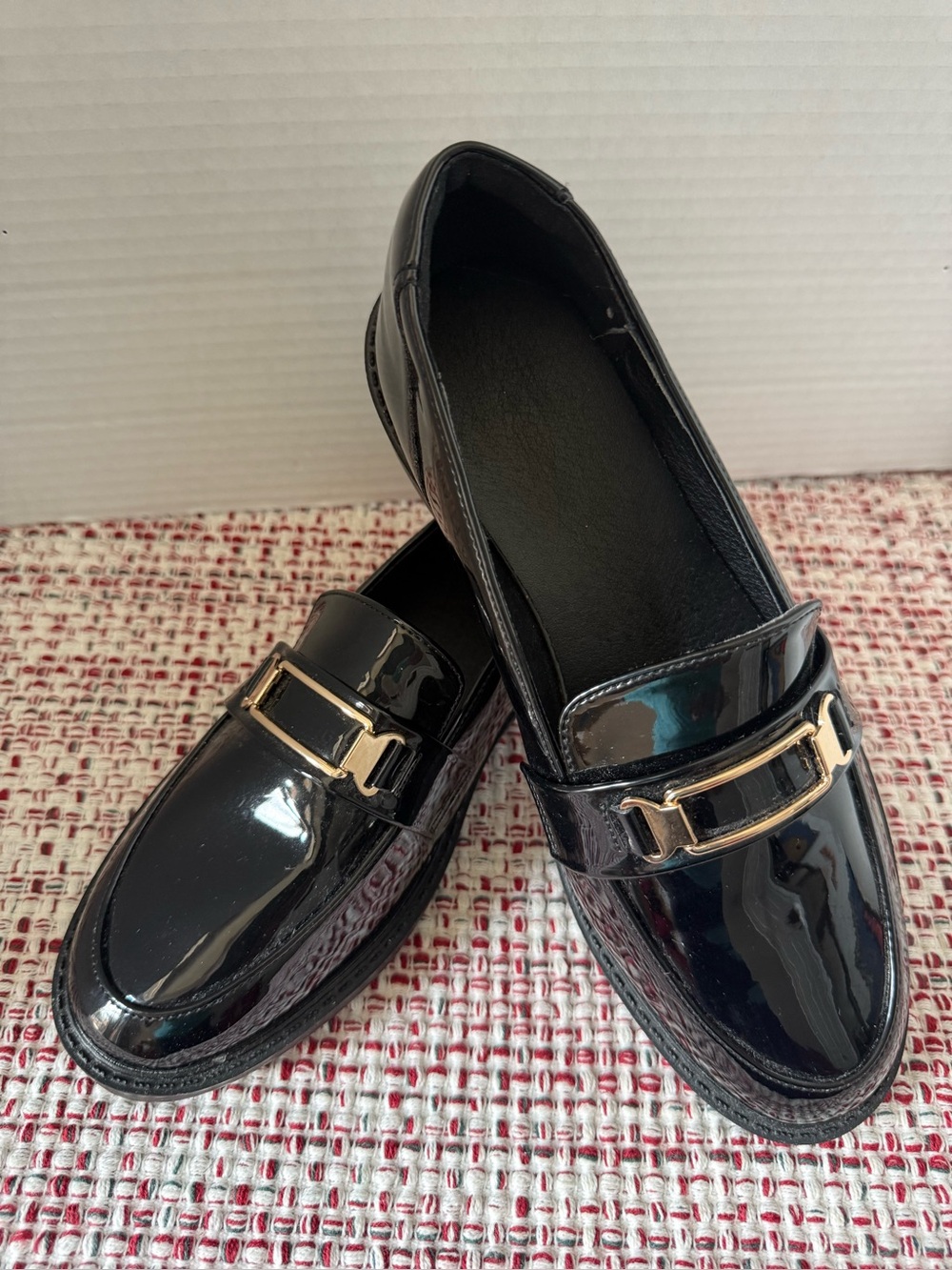 Black Loafer with a patent look, EU size 37, US size 6-6.5, NWOT